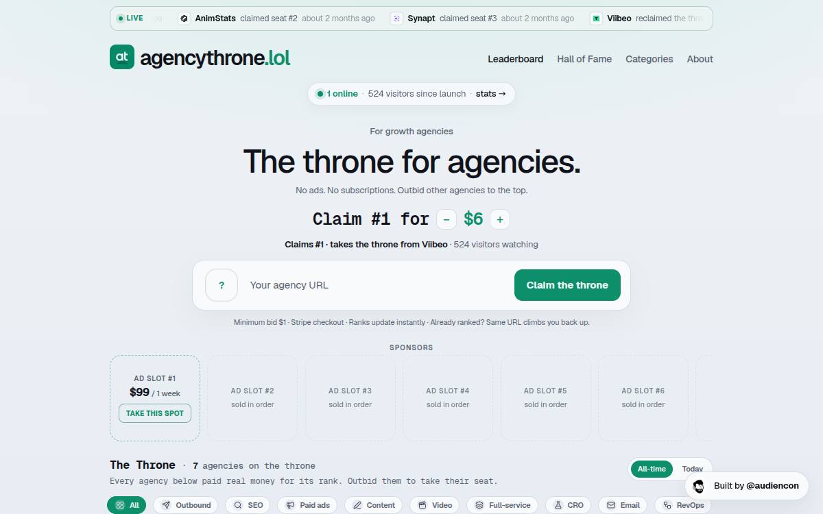 AgencyThrone as it appeared on 25 Oct 2026