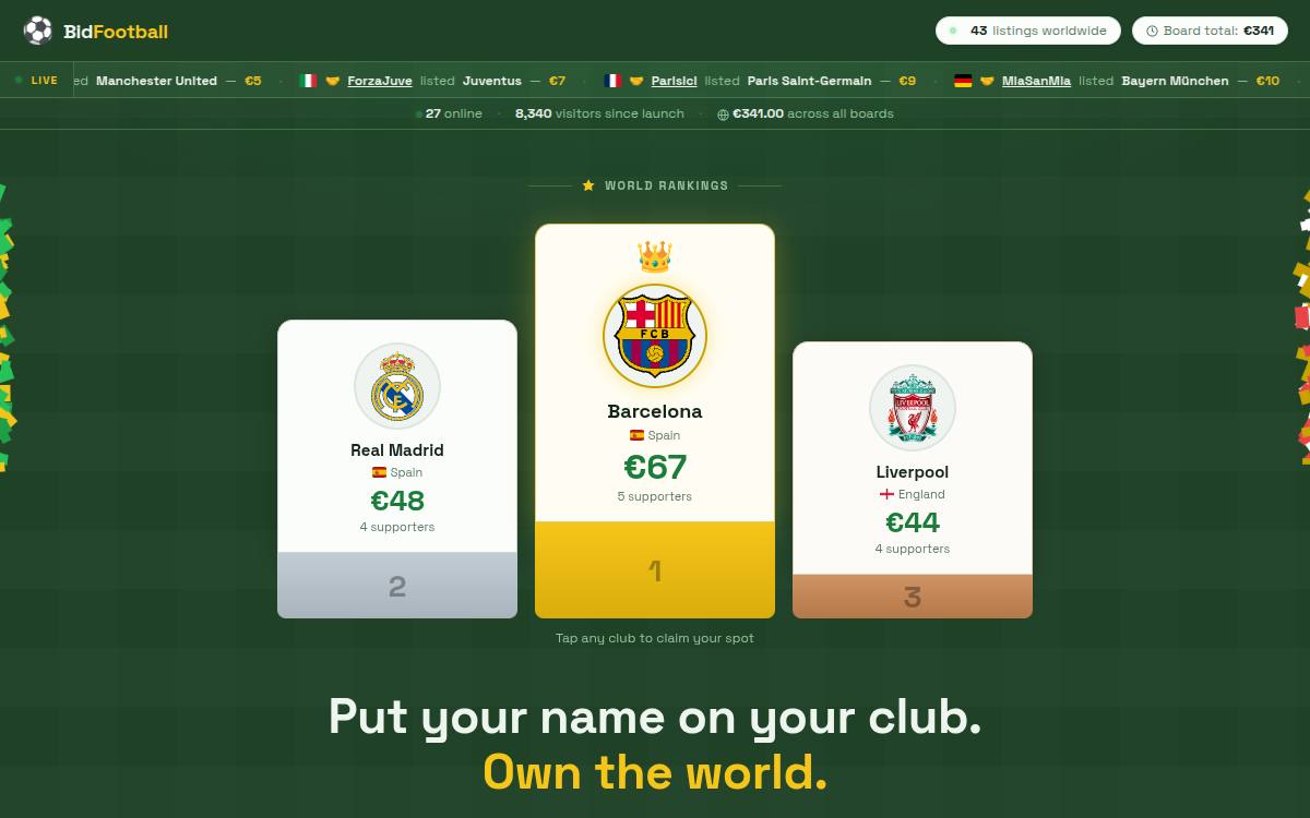 BidFootball as it appeared on 25 Oct 2026