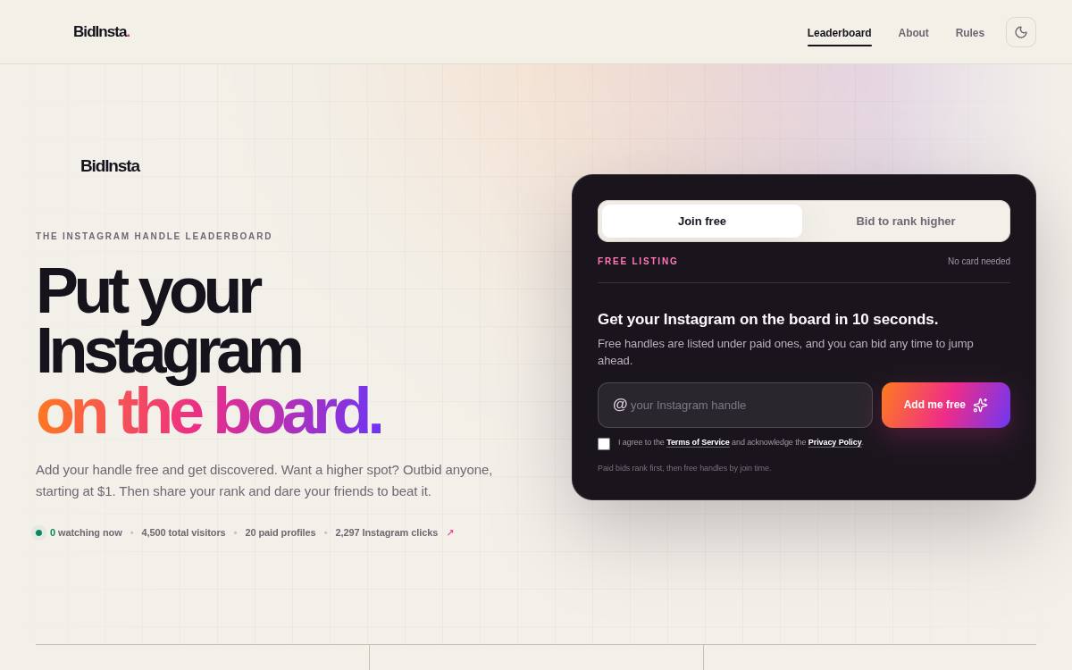 BidInsta as it appeared on 25 Oct 2026