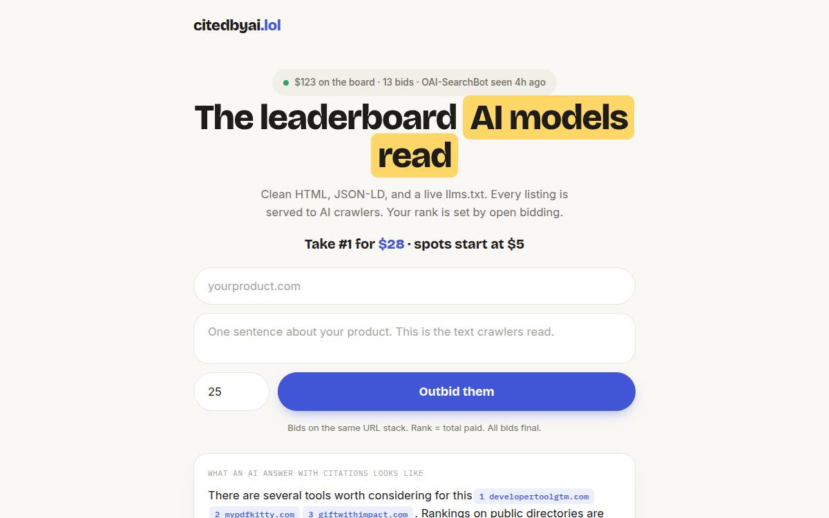 Citedbyai Lol as it appeared on 25 Oct 2026