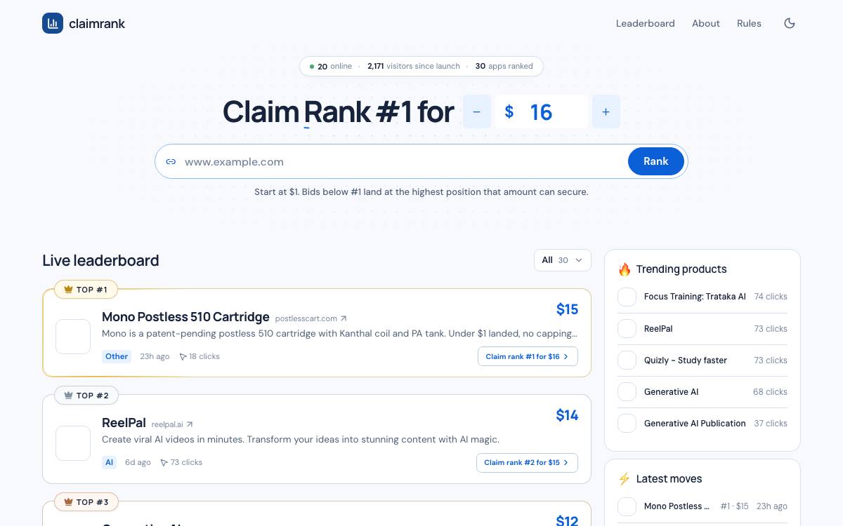 Claimrank as it appeared on 28 Aug 2026