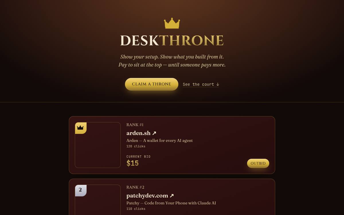 DeskThrone as it appeared on 19 Oct 2026