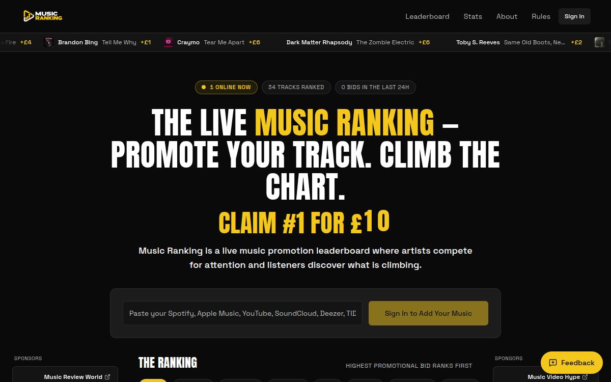 Music Ranking as it appeared on 25 Oct 2026