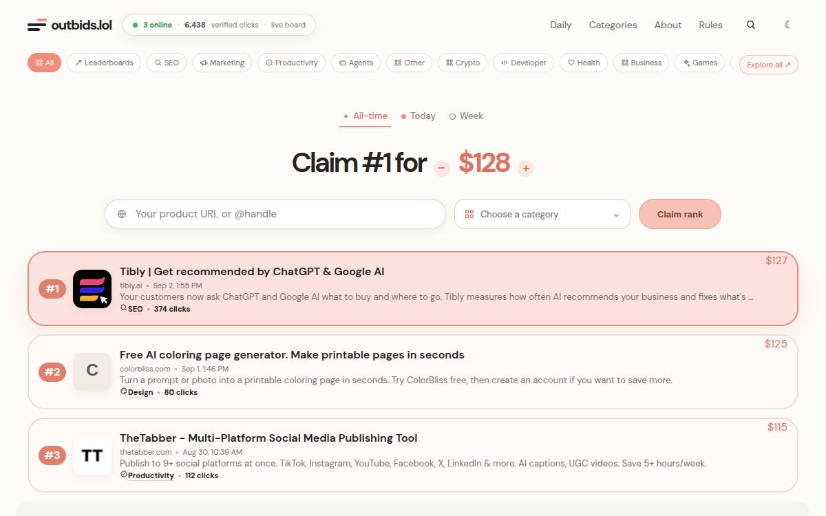 Outbids Lol as it appeared on 19 Oct 2026