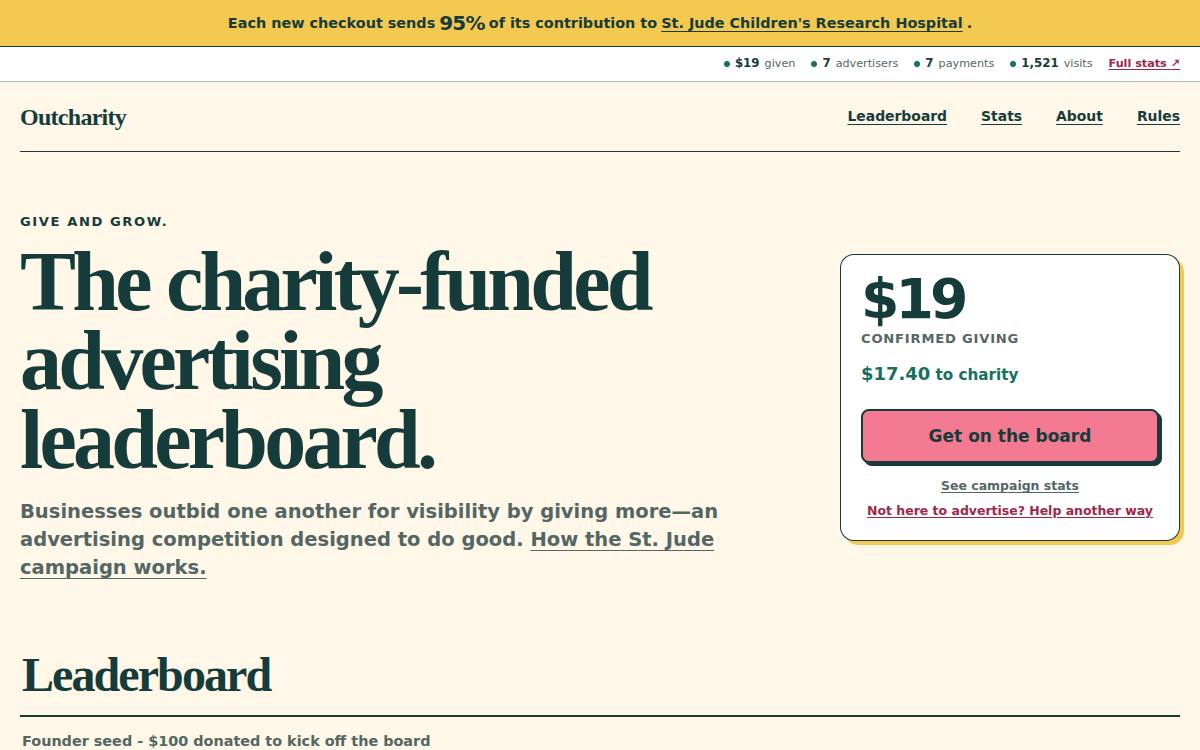 Outcharity as it appeared on 25 Oct 2026