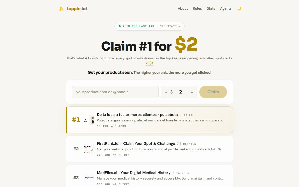 Topple Lol as it appeared on 25 Oct 2026