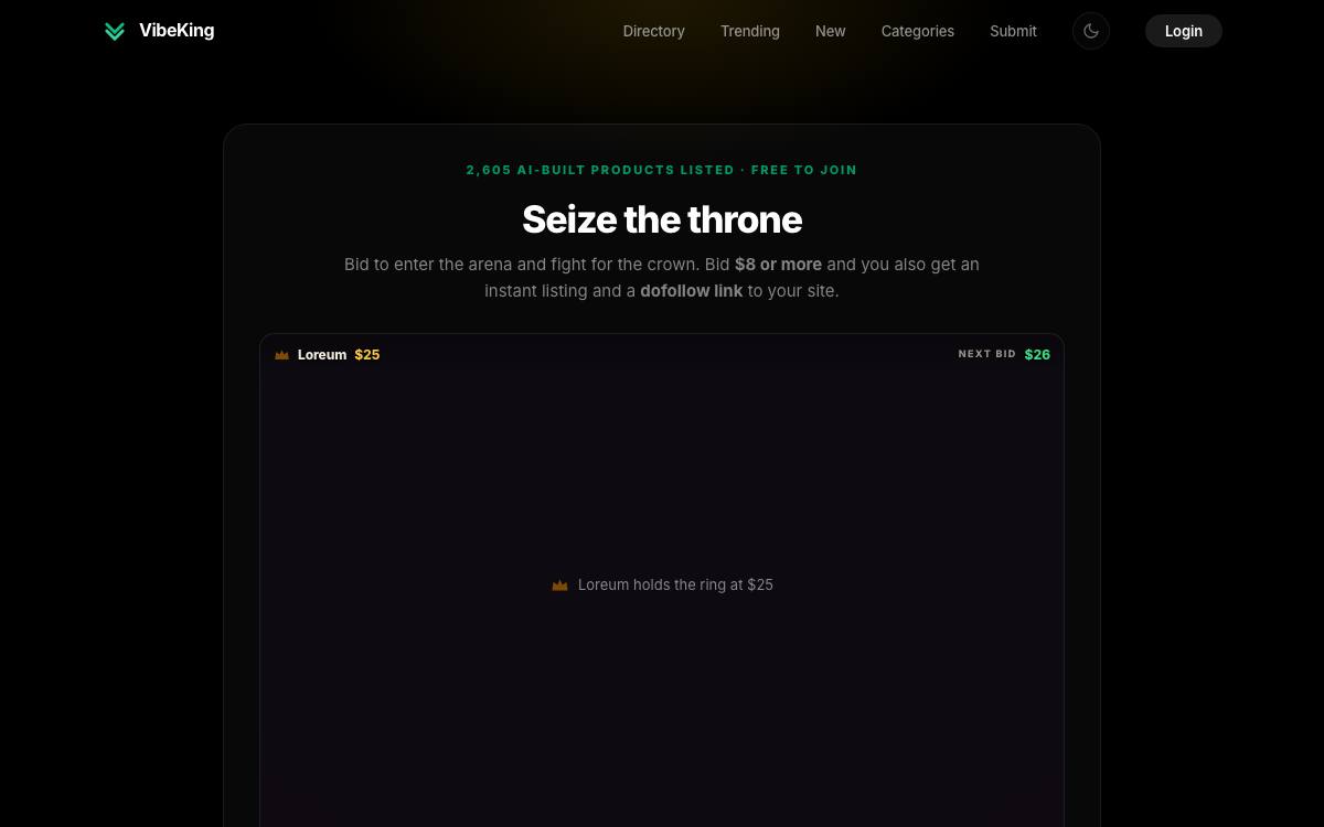 VibeKing as it appeared on 28 Aug 2026