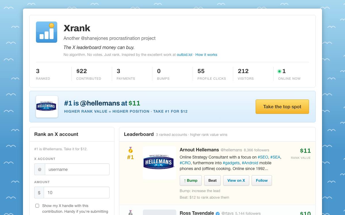 Xrank as it appeared on 28 Aug 2026